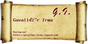 Gavallér Irma névjegykártya